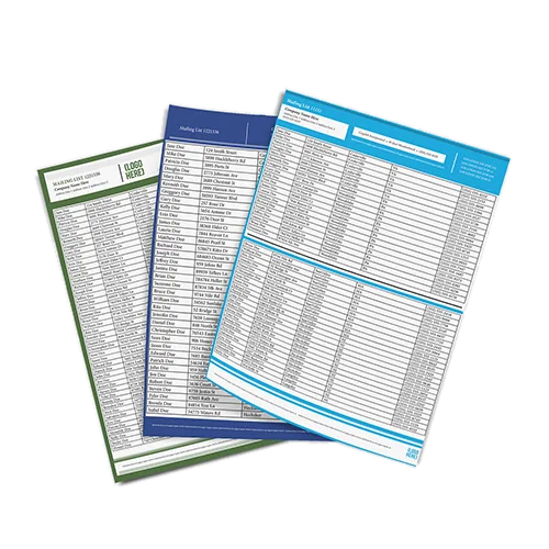 Mailing Lists printed by the North San Antonio shop